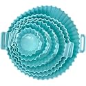 6 pcs. Reusable Air Fryer Silicone Pot Liners | Non-Stick Heat-Resistant Basket Baking Trays | Airfryer Oven Accessories | Dishwasher Safe | Multicolor | (Pack of 1)