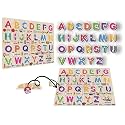 Alphabets Peg Puzzle – 26-Piece Wooden ABC Puzzle for Toddlers – Educational Learning Toy for Kids Ages 2+ – Colorful Letters with Peg Handles – Fun &amp; Interactive - with Characters