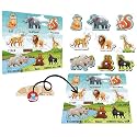 Jungle Animals Peg Puzzle – 9 - Piece Wooden Animal Puzzle with Pegs – Fun Learning Toy for Toddlers – Teach Jungle Animals &amp; Enhance Motor Skills - Fun &amp; Interactive Animal Learning Toy