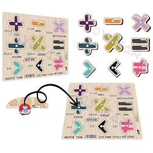 wooden maths sign peg puzzle for toddlers amp preschool  learn arithmetic symbols add subtract multiply divide  montessori educational toy for early math learning
