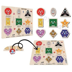 wooden shape amp color peg puzzle for toddlers  montessori preschool learning toy  geometric shapes recognition amp hand-eye coordination game for kids