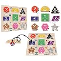 Wooden Shape and Color Peg Puzzle for Kids | Montessori Educational Toy with Geometric Shapes | Early Learning Cognitive & Fine Motor Skill Development (Age 2+)