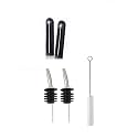 NJ Bottle Pourer Dispenser,Bar Supplies Best for Pouring Wine, Spirits, Syrup and Olive Oil, for Bar, Restaurant, Hotel and Kitchen use - 2 Pcs Set with Long FREE Dust Covers and Cleaning brush