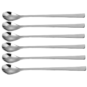 nj mixing stirring spoon set of 6 - long 834 handle stainless steel for soda ice tea coffee ice cream milkshake bournvitahorlicks cocktail bar