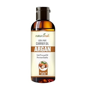 naturoman moroccan argan oil cold pressed  suitable for all skin types  natural amp pure  for hair face skin moisturizer leave hair soft amp shiny  pack of 1  500 ml