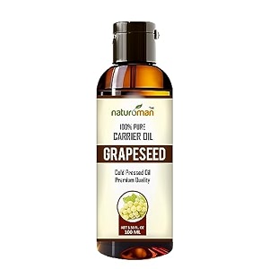 naturoman grapeseed carrier oil  suitable for all skin types  100 pure amp natural  cold pressed  for skin hair face body amp massage  nourishes amp hydrates  pack of 1  500 ml
