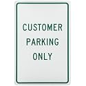 NMC TM51G CUSTOMER PARKING ONLY Sign - 12 in. x 18 in, Standard Aluminum No Parking Sign with Red on White