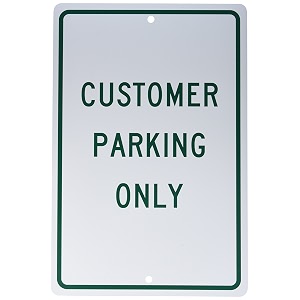 nmc tm51h customer parking only sign - 12 in x 18 in all-purpose aluminum no parking sign with red on white