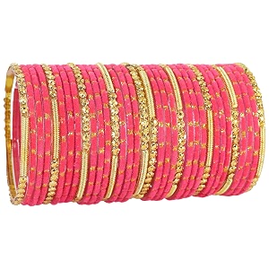 nmii fancy glass golden beads amp polka dots velvet bangles set for women and girls  stylish designer bangles  glass chudi  women39s fashion jewellery-set of 34