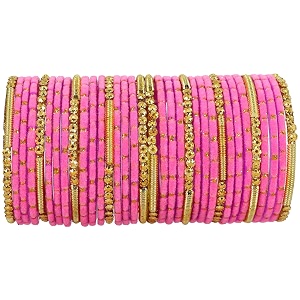 nmii fancy glass golden beads amp polka dots velvet bangles set for women and girls  stylish designer bangles  glass chudi  women39s fashion jewellery-set of 34