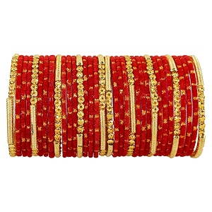 nmii fancy glass golden beads amp polka dots velvet bangles set for women and girls  stylish designer bangles  glass chudi  women39s fashion jewellery-set of 34