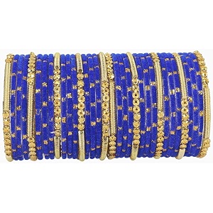 nmii fancy glass golden beads amp polka dots velvet bangles set for women and girls  stylish designer bangles  glass chudi  women39s fashion jewellery-set of 34