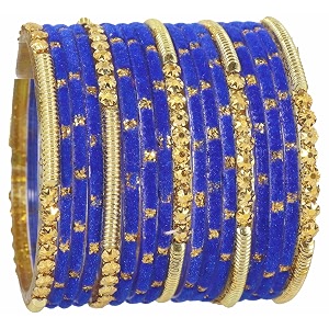 nmii fancy glass golden beads amp polka dots velvet bangles set for women and girls  stylish designer bangles  glass chudi  women39s fashion jewellery-set of 34