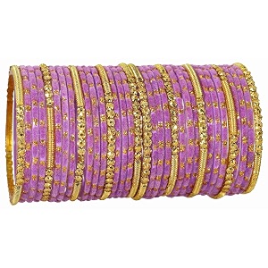 nmii fancy glass golden beads amp polka dots velvet bangles set for women and girls  stylish designer bangles  glass chudi  women39s fashion jewellery-set of 34