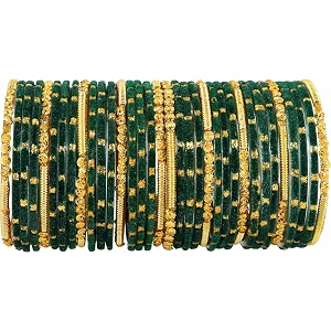 nmii fancy glass golden beads amp polka dots velvet bangles set for women and girls  stylish designer bangles  glass chudi  women39s fashion jewellery-set of 34
