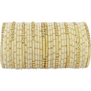 nmii fancy glass golden beads amp polka dots velvet bangles set for women and girls  stylish designer bangles  glass chudi  women39s fashion jewellery-set of 34