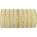 NMII Fancy Glass Golden Beads &amp; Polka Dots Velvet Bangles Set For Women and Girls | Stylish Designer Bangles | Glass Chudi | Women's Fashion Jewellery-Set of 34