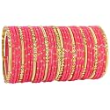 NMII Fancy Glass Golden Beads &amp; Polka Dots Velvet Bangles Set For Women and Girls | Stylish Designer Bangles | Glass Chudi | Women's Fashion Jewellery-Set of 34