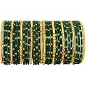 NMII Fancy Glass Golden Beads &amp; Polka Dots Velvet Bangles Set For Women and Girls | Stylish Designer Bangles | Glass Chudi | Women's Fashion Jewellery-Set of 34