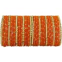 NMII Fancy Glass Golden Beads &amp; Polka Dots Velvet Bangles Set For Women and Girls | Stylish Designer Bangles | Glass Chudi | Women's Fashion Jewellery-Set of 34