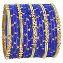 NMII Fancy Glass Golden Beads &amp; Polka Dots Velvet Bangles Set For Women and Girls | Stylish Designer Bangles | Glass Chudi | Women's Fashion Jewellery-Set of 34