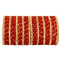 NMII Fancy Glass Golden Beads &amp; Polka Dots Velvet Bangles Set For Women and Girls | Stylish Designer Bangles | Glass Chudi | Women's Fashion Jewellery-Set of 34