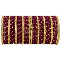 NMII Fancy Glass Golden Beads &amp; Polka Dots Velvet Bangles Set For Women and Girls | Stylish Designer Bangles | Glass Chudi | Women's Fashion Jewellery-Set of 34