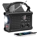 NOAA Emergency Weather Radio, 12000mAh Portable AM/FM, Hand Crank &amp; Solar