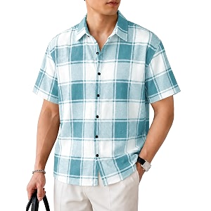 Nobel Monk Mens Checkered Casual Shirt Half