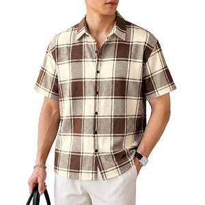 Nobel Monk Mens Checkered Casual Shirt Half