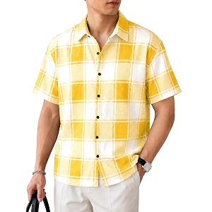 Nobel Monk Mens Checkered Casual Shirt Half