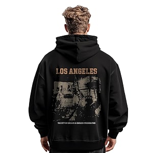 Nobero Mens Graphic Printed Oversized Hoodie