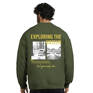 Nobero Mens Graphic Printed Oversized Sweatshirt