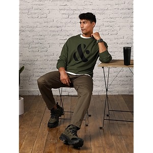 Nobero Mens Graphic Printed Oversized Sweatshirt