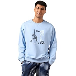 Nobero Mens Graphic Printed Oversized Sweatshirt