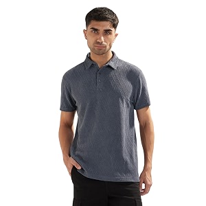 Nobero Textured Polo T-Shirt for Men