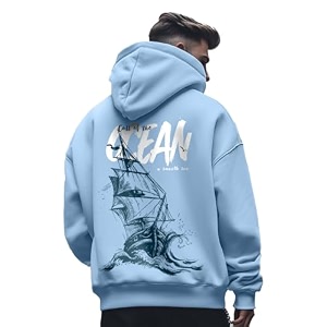 Nobero Mens Graphic Printed Oversized Hoodie