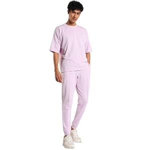 nobero moses oversized co-ord set for men  textured co-ord set for men  oversized fit  matching top amp bottom  premium fleece fabric  casual amp streetwear