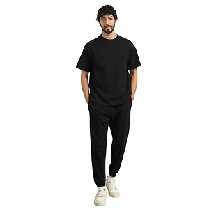 nobero moses oversized co-ord set for men  textured co-ord set for men  oversized fit  matching top amp bottom  premium fleece fabric  casual amp streetwear