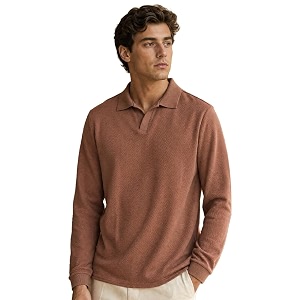 Nobero Popcorn Textured Full Sleeve Polo T-Shirt