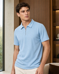 NOBERO Self Design Men Zip Neck Light