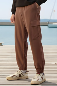 NOBERO Solid Men Brown Track Pants