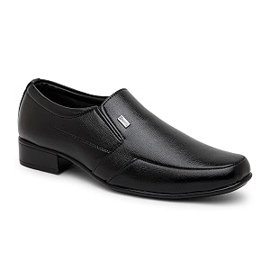 nobility faux leather black formal slip on shoes for men  breathable  comfortable walking  classic design  slip resistant 
