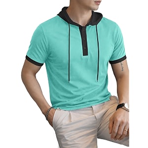 Noble Monk Mens Hoodie Neck Polo T-Shirt