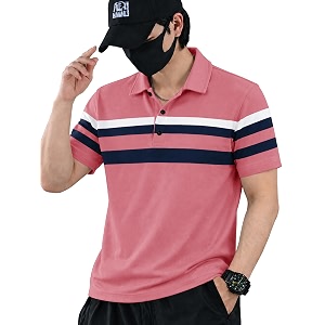 Noble Monk Mens Striped Polo Neck Half