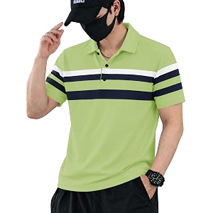 Noble Monk Mens Striped Polo Neck Half