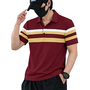 Noble Monk Mens Striped Polo Neck Half
