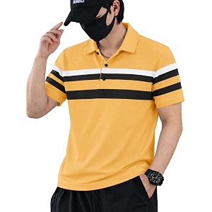 Noble Monk Mens Striped Polo Neck Half