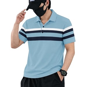 Noble Monk Mens Striped Polo Neck Half