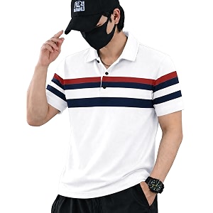 Noble Monk Mens Striped Polo Neck Half